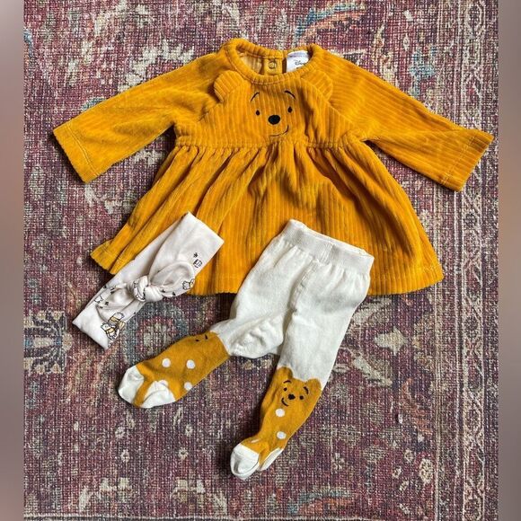 Hanna Andersson x Disney Winnie the Pooh dress with tights and headband 0-3month - Picture 1 of 11
